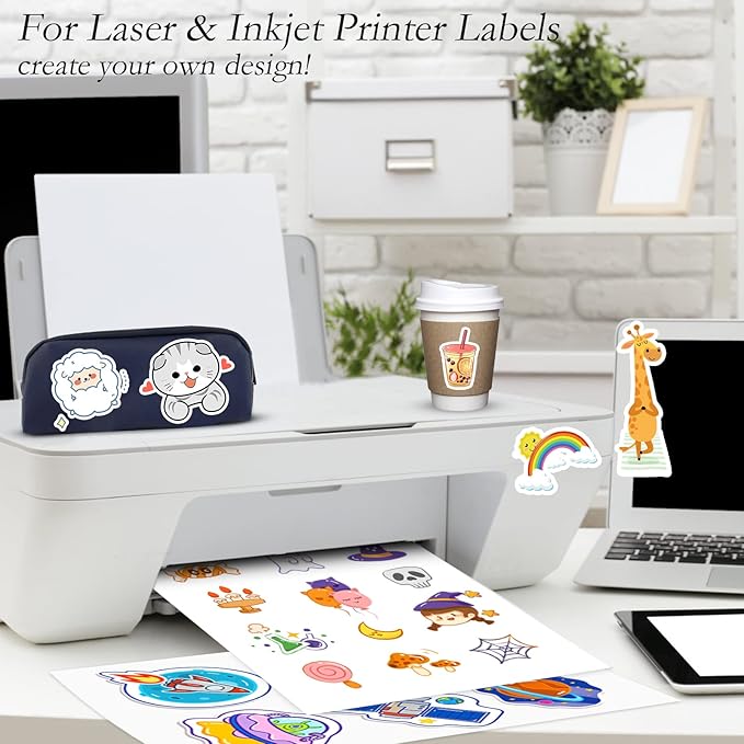 100 Full Sheets Sticker Paper for Laser & Ink Jet Printers, 8.5" x 11" Full Sheet Address Shipping Label, 100 Sheets 100 Labels-DeskLoop Office