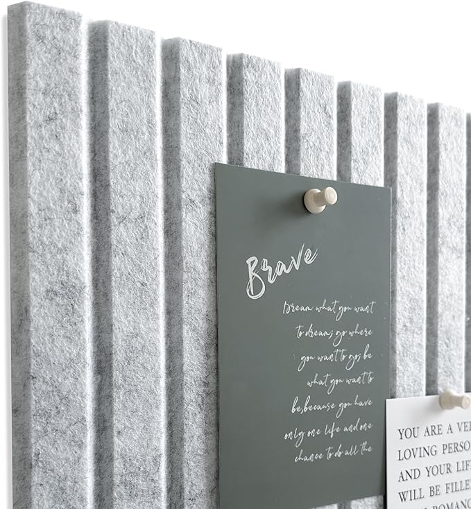 Large Cork Board for Office, 8 Pack Felt Wall Tiles with Slat Wall Paneling, Felt Bulletin Board Pin Board Cork Boards for Walls - Silver Gray-DeskLoop Office