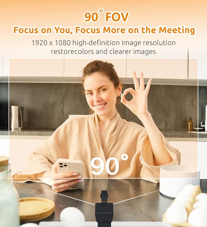 TOUCAN 1080P HD Webcam with Built-in Noise-Cancelling Mic & Privacy Shutter – Wide 90° Angle, Plug & Play USB Video Camera for Video Calls, Streaming, Home Office & Online Classes-DeskLoop Office