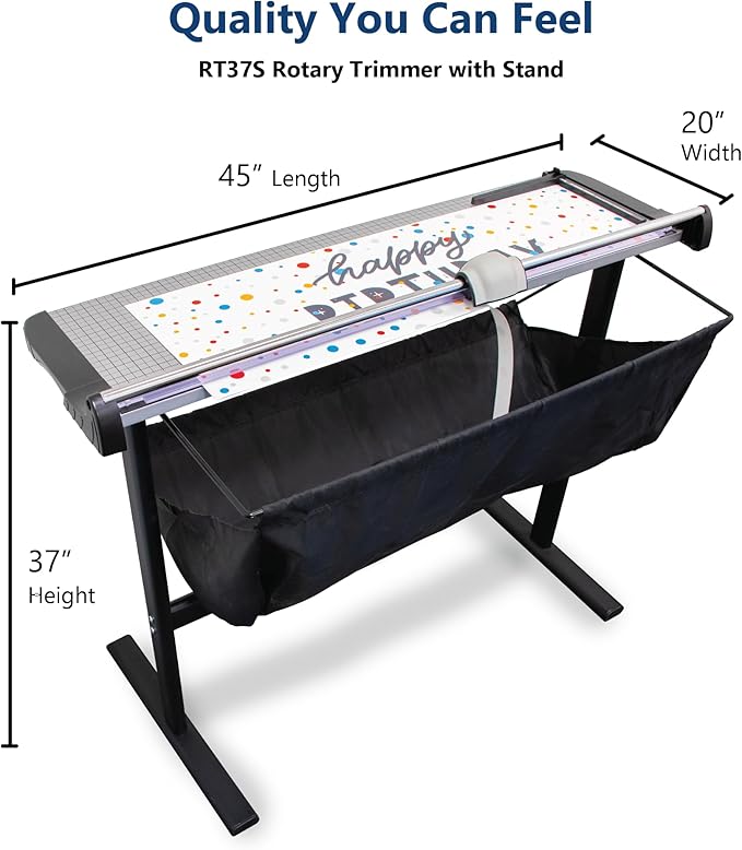 United Office Products RT37S Commercial Rotary Paper Trimmer with Stand and Fabric Catch Tray, Sturdy Metal Base, 38" Cut Length, 10 Sheet Capacity, Paper Cutter for Offices, Schools and Crafts-DeskLoop Office