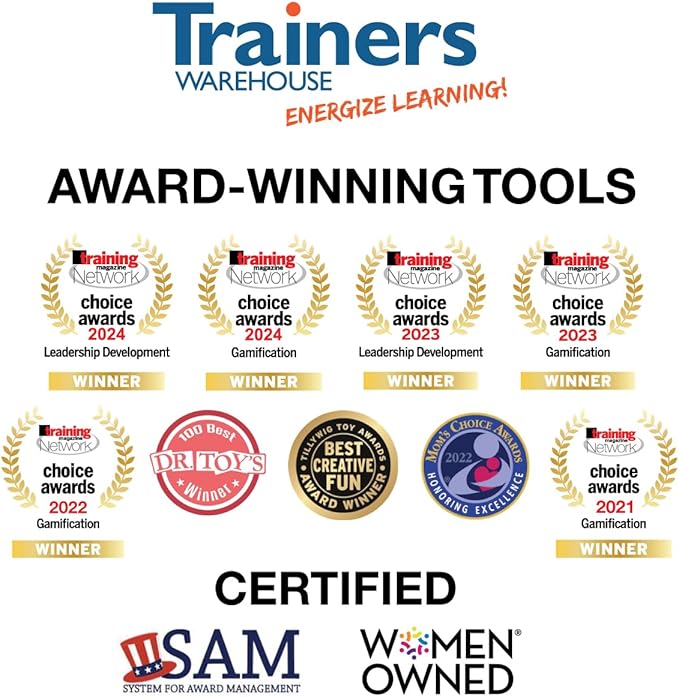 Trainers Warehouse Heavy Duty Premium Standard Size (11" x 4") Set of 24 Reusable Dry-Erase Name Cards | Set Includes, Tent Cards, Markers, Mini-Erasers & Tote