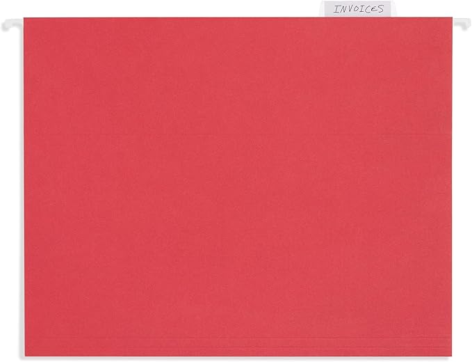 25 Blue Summit Supplies Red Hanging File Folders Letter Size – Durable 11pt Paper, Plastic Tabs and Inserts Included, Fits Standard Filing Cabinets and Desktop Organizers-DeskLoop Office