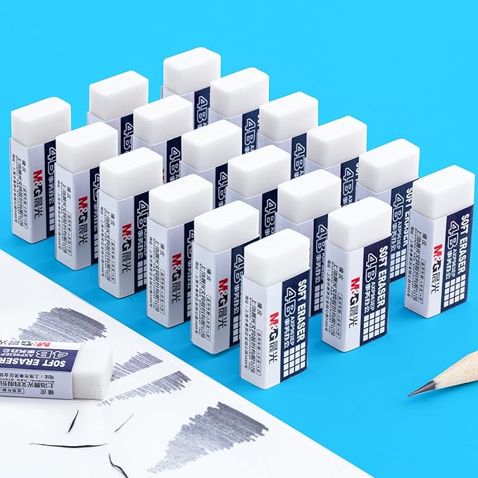 M&G 24 Pack Erasers Pencil Erasers, 4B White Rubber Eraser Rectangular Bulk for Kids School Students Office, Art Erasers for Drawing-DeskLoop Office