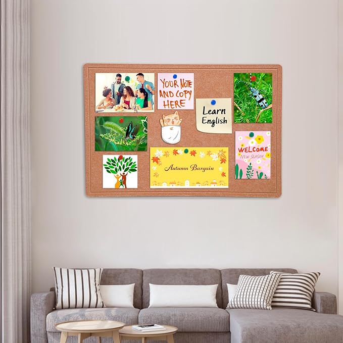 Bulletin Board - 23.5 x 17.5 inches Decorative Felt Pin Board - Cork Board Alternative for Wall - Foldable Photo Board Self-Adhesive Prayer Board with 20 Pushpins - Ginger Yellow-DeskLoop Office
