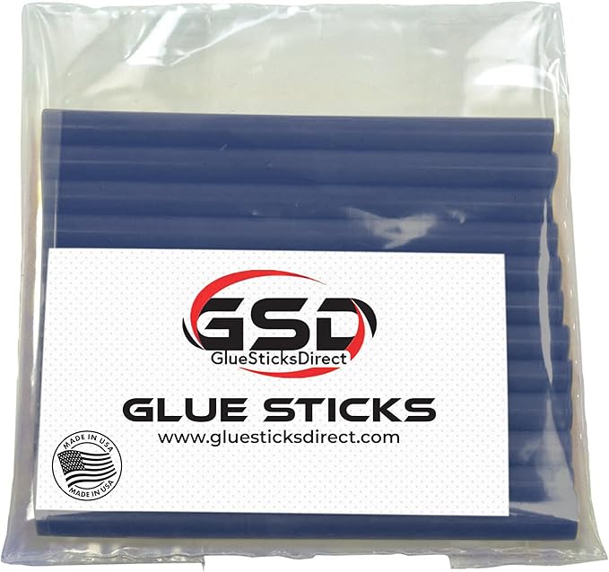 GlueSticksDirect Blue Metallic Colored Mini Glue Sticks for Hot, Cool and Dual Temp Glue Guns, 24 Sticks - 5/16" x 4"-DeskLoop Office