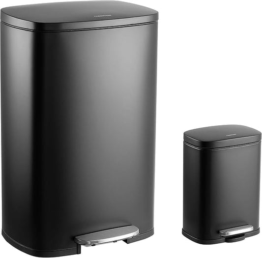 happimess HPM1006B Connor Rectangular 13-Gallon Garbage Can with Soft-Close Lid and Free Mini Garbage Can, Black-DeskLoop Office