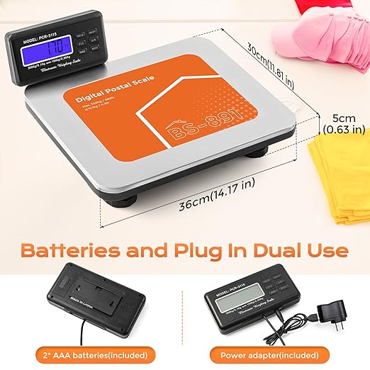 Bonvoisin Postal Scale Digital 300kg/ 660lb Parcel Shipping Scale kg/oz/lb Switchable, Heavy Duty Package Scale for Weighing Boxes/Luggage with Stainless Steel Platform 4 AA Batteries & Power Adapter-DeskLoop Office