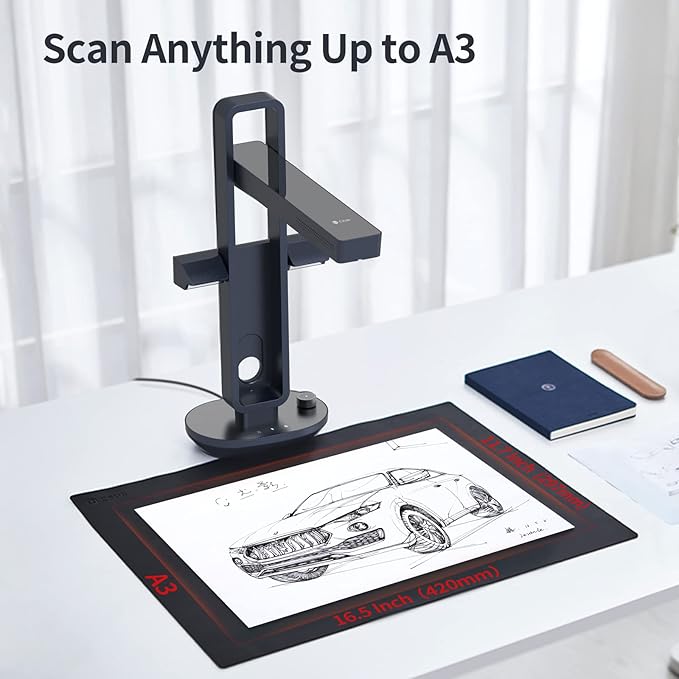 CZUR Aura Pro Book & Document Scanner,Capture A3 & A4, Auto-Flatten & Deskew Powered by AI Technology, Foldable & Portable, Compatible with Windows & Mac OS-DeskLoop Office