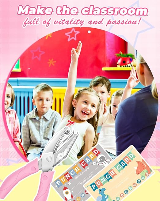 UCEC 200 Pieces Punch Cards for Classroom with Star Hole Puncher, Incentive Loyalty Reward Card with Handheld Single Punch Kit to Behavior for Business Home Classroom School Kids Students Teachers-DeskLoop Office