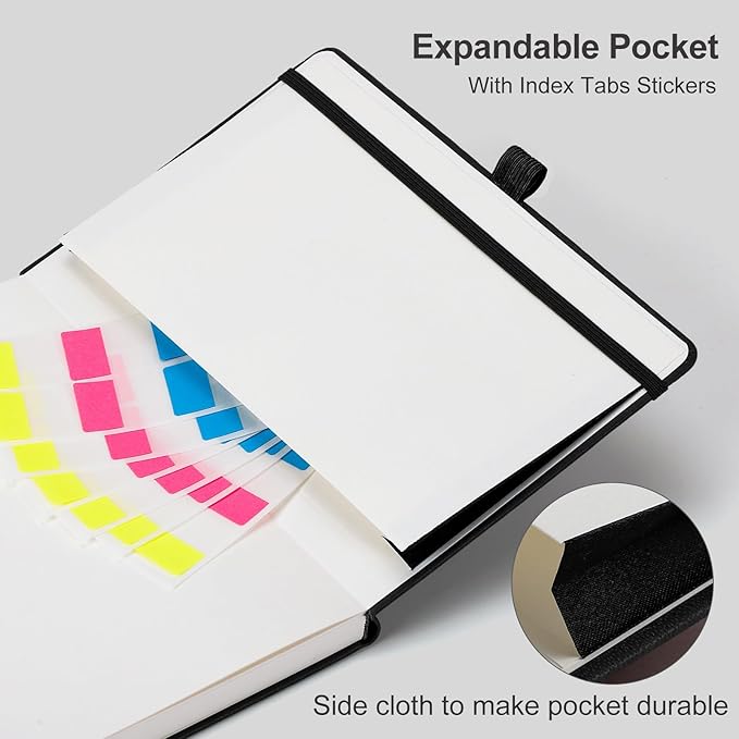 AHGXG Graph Paper Notebook - Grid Notebook Journal A5, 120 GSM Thick Graph Paper, 160 Pages, Leather Hardcover, for Graphing, Writing, Math, Engineering, 5.75'' × 8.38''- Black-DeskLoop Office