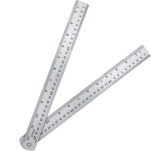 EBOOT Stainless 2 Pack Steel Ruler 12 Inch Metal Rule Kit with Conversion Table-DeskLoop Office