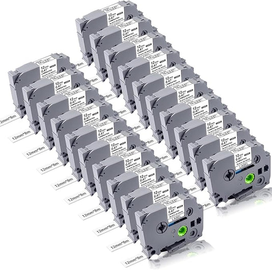 20Pack TZe-231 Label Maker Tapes Compatible with Brother P Touch Label Tape TZe231, TZ-231 12mm 0.47 Laminated White Refills Use for Brother PT-H110 D210 D220 D400 D600 PT-1900/1910-DeskLoop Office