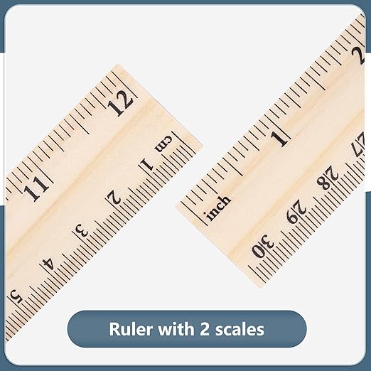 40 Pack Wooden Ruler 12 Inch, Rulers Bulk Wood Measuring Ruler for Students Teachers Classroom,2 Scale-DeskLoop Office