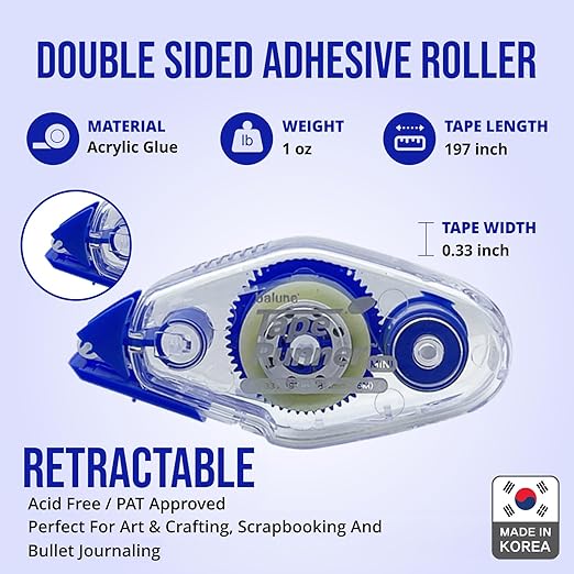 TAPE RUNNER - Double Sided Adhesive with Dispenser Roller Included - Acid Free, Sticky, Clear & Transparent - Ideal for Scrapbooking, Crafts & More - Mini (197 inches per Cartridge), 5 Cartridges-DeskLoop Office
