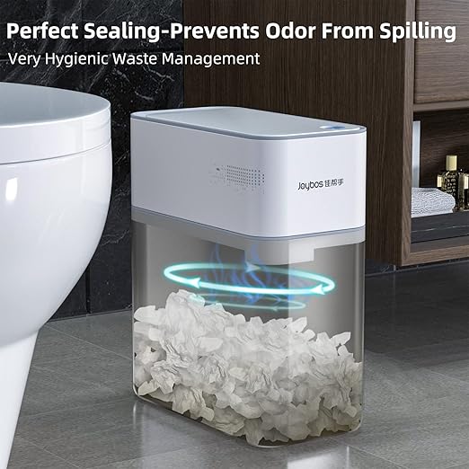 MOPALL Small Bathroom Trash Cans with Lids,Motion Sensor Bathroom Trash Can,Narrow Waterproof Plastic 3.5 Gallon Automatic Adsorption Touchless Garbage Can,White-DeskLoop Office