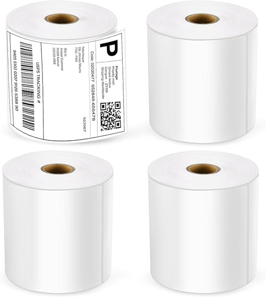 LotFancy 4x6 Thermal Labels, 1000 Shipping Labels, 4 Rolls-250 Labels per Roll, Perforated White Mailing Postage Label for Rollo, Zebra (NOT for DYMO)-DeskLoop Office