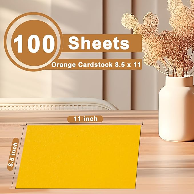 100 Sheets Yellow Cardstock 8.5 x 11 Scrapbooking Paper, 200gsm/75lb Heavyweight Printer Paper Card Stock for DIY Card Making, School, Wedding Invitations, Party Decoration, Certificates-DeskLoop Office