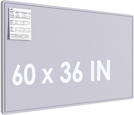 MaxGear Extra Large Bulletin Board 60" x 36", Foldable Felt Board Vision Board Supplies, Cork Board for Office, Home, School, Small Pin Boards for Walls Decorative Display Board Moonlight Gray-DeskLoop Office