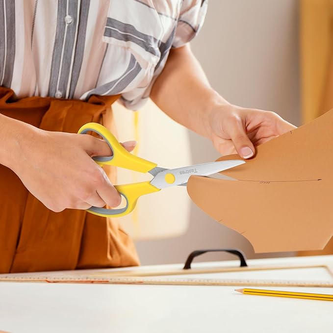 Scissors Bulk Set of 6-Pack, Taotree 8" Scissors All Purpose Comfort Grip Sharp Shears for Office School Supplies, High/Middle School Student Teacher Home Art Craft Sewing Fabric, Scrapbook Supplies-DeskLoop Office