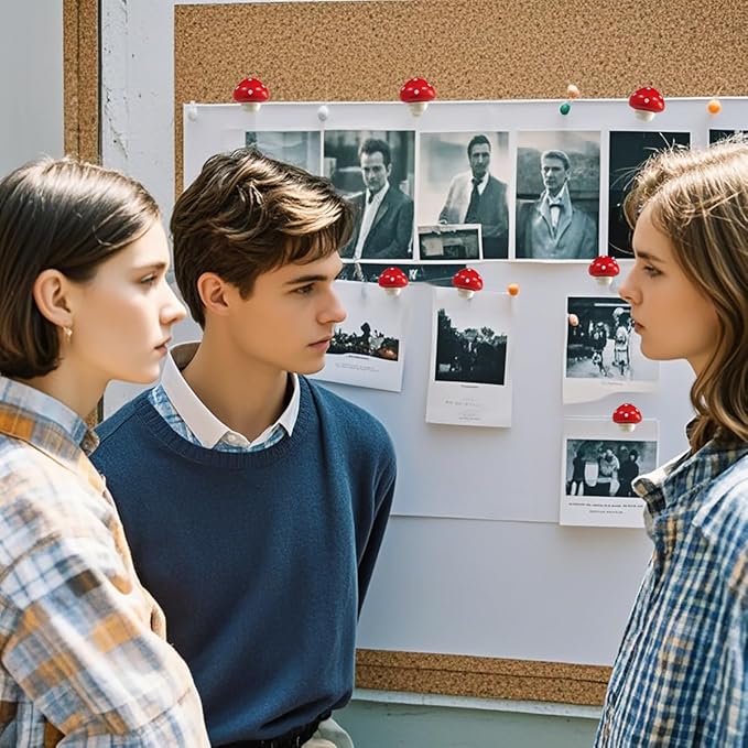 Wooden Mushroom Pushpins, 20pcs Decorative Thumbtack Cute Thumb Nails Mushroom Thumb Tacks for Home Office Classroom Photos Wall, Maps, Bulletin Board, Cork Boards Hanging Posters-DeskLoop Office