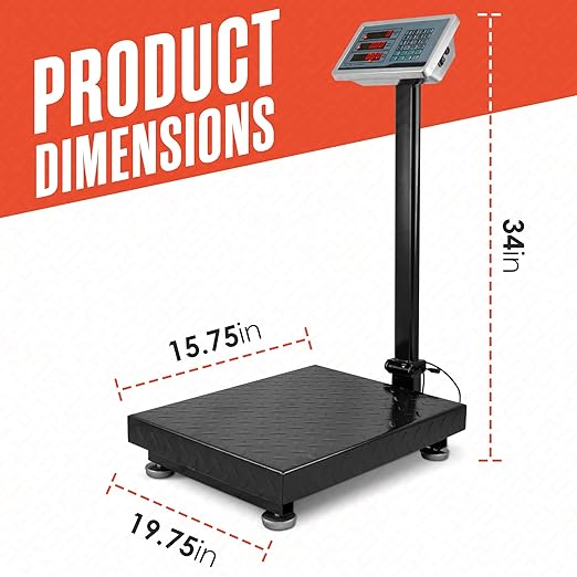 Houseables Industrial Scale, Platform Scale, 600 LB, Large, Weight Machine for Luggage, Shipping, Packages, Floor, Commercial, Heavy Duty, Box, Postal, Laundry, Warehouse, Luggage Weighing, Digital-DeskLoop Office