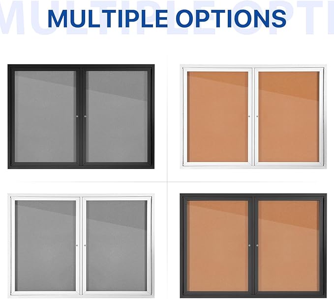 SWANCROWN Enclosed Bulletin Board 48x36in, Outdoor Bulletin Board Weatherproof for Office School Commerce, Grey Felt, Black Aluminum Frame-DeskLoop Office