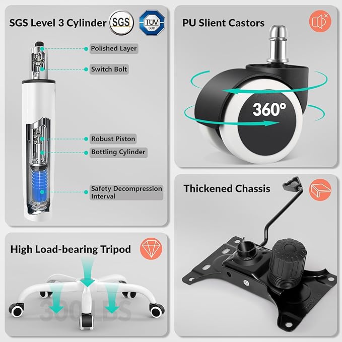 Home Office Desk Chair, Ergonomic Office Chair with Lumbar Support and Adjustable Armrests, Rocking Office Chair, Breathable Mesh Mid Back Computer Chair, Modern Comfy Desk Chair-DeskLoop Office