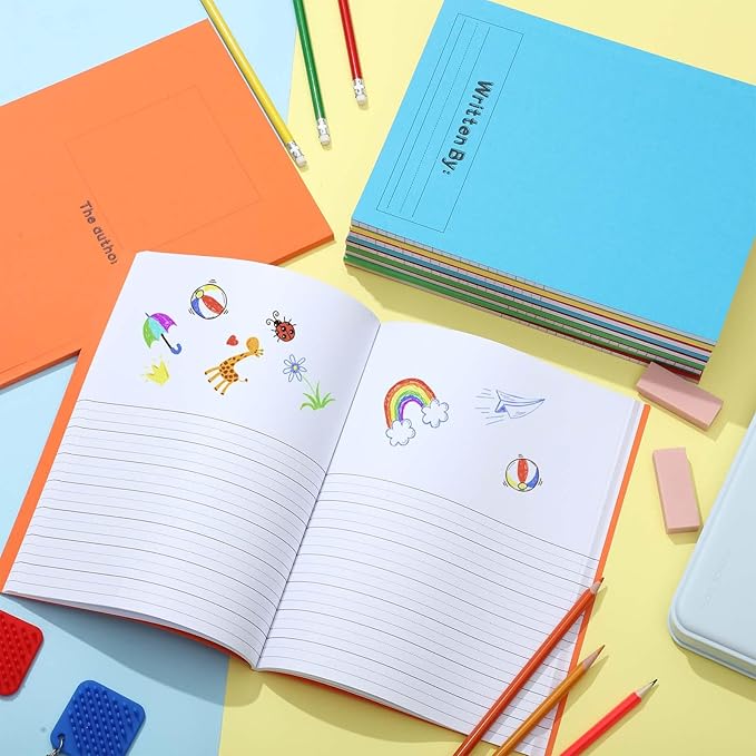 Henoyso 24 Pcs 120 Pages Primary Composition Notebooks K-2 9 3/4 x 7 1/2 Inch Journals Primary Journals Blank Books for Kids to Write Stories Kindergarten (Colorful)-DeskLoop Office