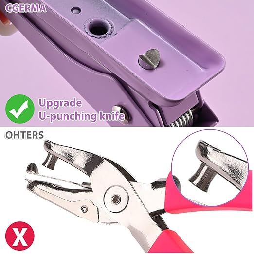 Single Hole Puncher, 1/4" Hole, 50% Labor Savings, Heavy Duty Metal Punch, 15 Sheet Capacity, for ID Cards, Chipboard, Art Project, Crafts Easy Punching, Purple-DeskLoop Office