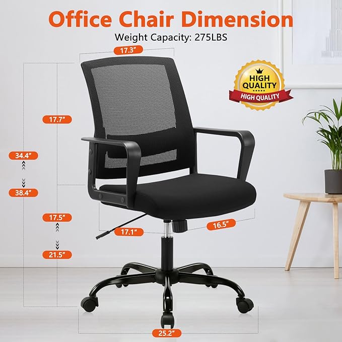 CLATINA Ergonomic Rolling Mesh Desk Chair with Executive Lumbar Support and Adjustable Swivel Design for Home Office Computer Black 4 Pack-DeskLoop Office