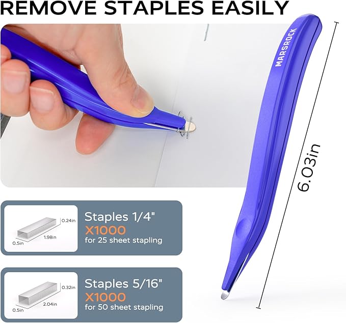 Desktop Stapler, Swing-Arm Swivel Stapler, 50 Sheet Capacity, 2000 Staples and Staple Remover, Rotatable Heavy Duty Staplers for Office, Home, Classroom, Booklet, Book Binding, Blue-DeskLoop Office