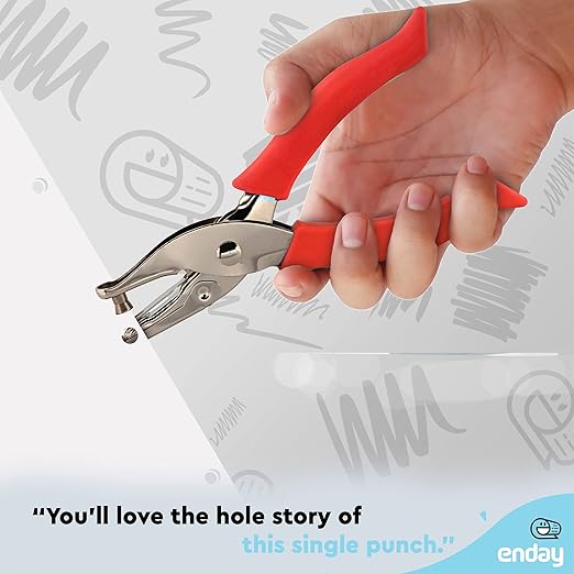 Premium Single Hole Paper Punch Cushion Grip Heavy Duty Hole Puncher for Greeting Cards Scrapbook Notebook Puncher Craft Paper Hand Tool - Assorted Colors, Colors May Vary - by Emraw (1PK)-DeskLoop Office