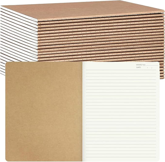 30 Pack Kraft Notebook Lined A5 Soft Cover Kraft Notebooks Journals Writing Diary Subject Notebooks 30 Sheets 60 Pages for Traveler Journal School Office Supplies-DeskLoop Office