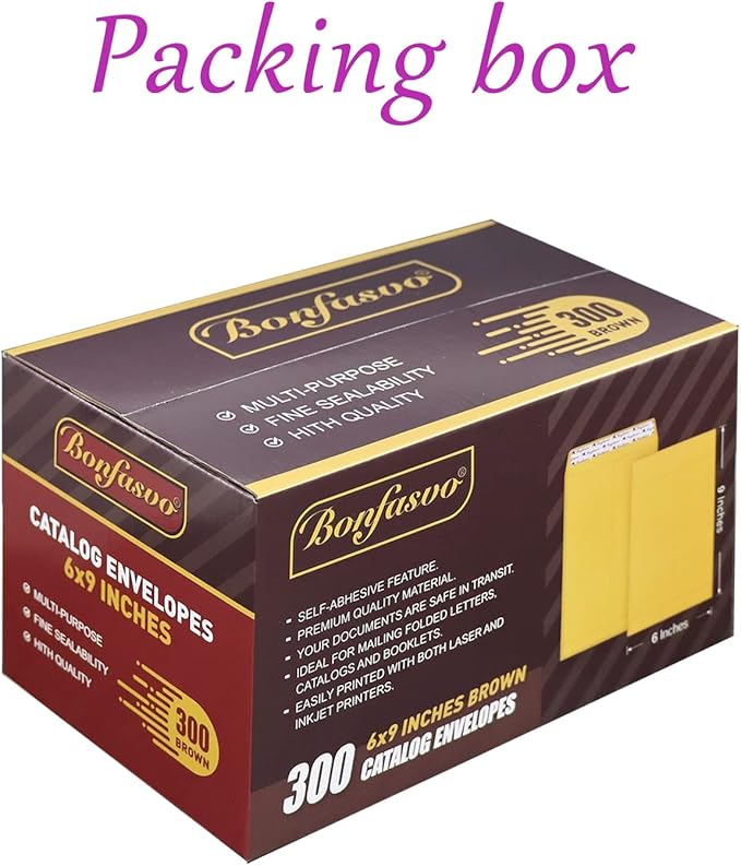 300 Pack 6x9 Brown Catalog Envelopes Peel & Seal Security Mailing Envelopes 120GSM Kraft Paper self Seal Envelopes for Invitations Papers Photos Documents Pictures Papers Files-DeskLoop Office