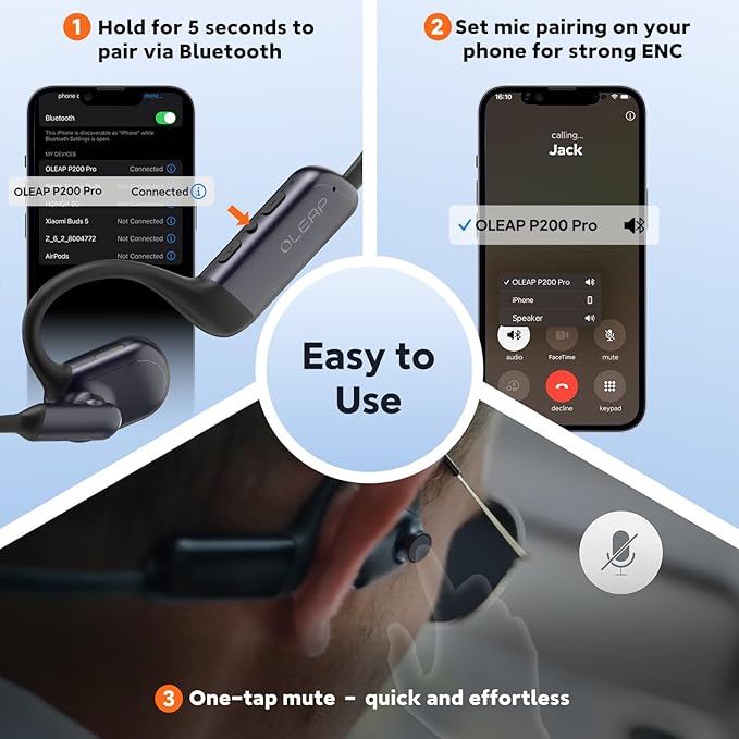 Pilot P200b Pro Wireless Headset with Mic for Work, 50dB Noise Cancelling Headphones with ENC, Bluetooth 5.3 - Wireless Computer Headset for Meetings and Calls-DeskLoop Office