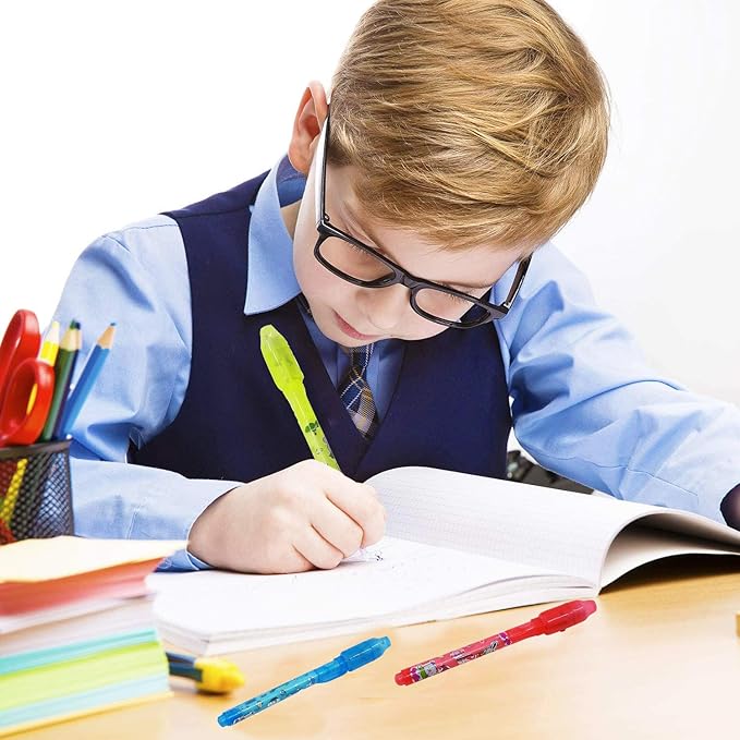 24 Pack Invisible Ink Pen with Purple Light Upgraded Spy Pen Secret Message Magic Markers Children's Day Gift Student Gift from Teacher for Boys Grils Kids Birthday Party Favor-DeskLoop Office