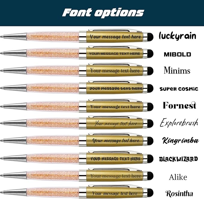 Personalized Pens Bulk Custom Ballpoint Pens with Business Name Message Logo, Customized Engraved Pens with Stylus for Birthdays Anniversaries Graduations 12pcs/Pack-DeskLoop Office