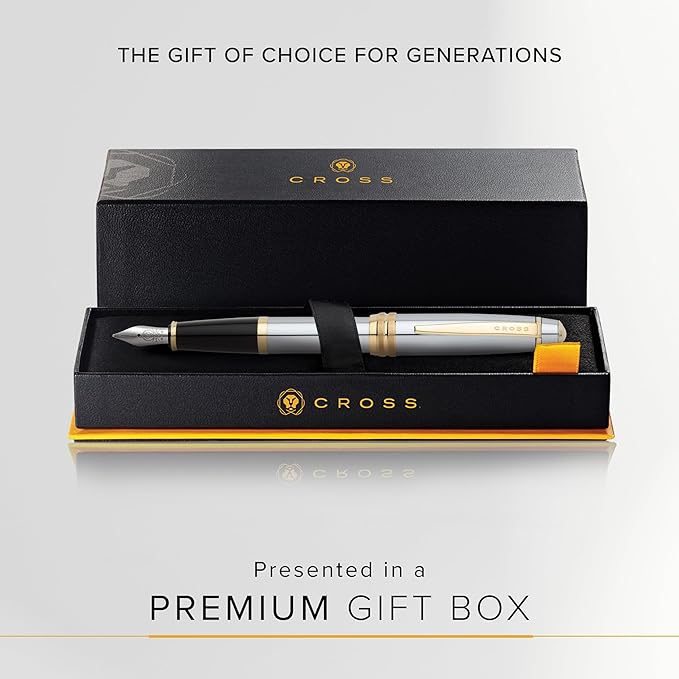 Cross Bailey Refillable Fountain Presented in a Premium Gift Box - Medium Point, Black Ink, Medalist-DeskLoop Office