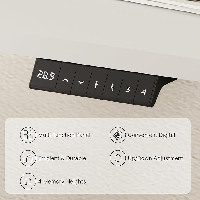 FLEXISPOT EN2 Whole-Piece Standing Desk with Clamp Power Strip, 40 x 24 Electric Stand Up Height Adjustable Desk with Cable Management (White Frame + 40" White Top)-DeskLoop Office