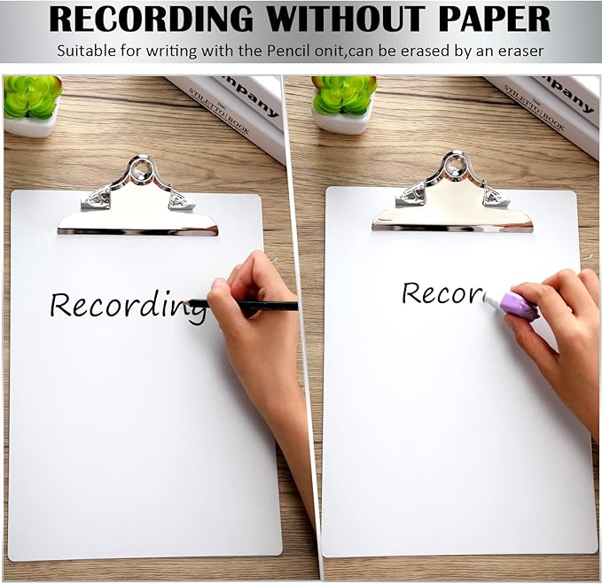 2 Pcs Metal Clipboard Heavy Duty Aluminum Clipboards 12 x 9 Inch Metal Clip Board with Low Profile Clip A4 Letter Size Document Holder for Office School Medical Jobsite Laboratory-DeskLoop Office