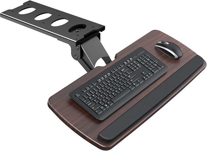 HUANUO Keyboard Tray Under Desk,360 Adjustable Ergonomic Sliding Keyboard & Mouse Tray, 25" W x 9.8" D, Brown-DeskLoop Office
