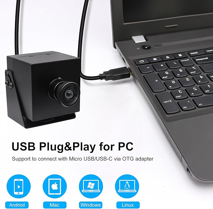 SVPRO 4K Webcam - USB HDMI Dual Output for Computer/Monitor/Projector/TV, Wide Angle Distortion-Free Streaming Webcam H.264 Security Camera-DeskLoop Office