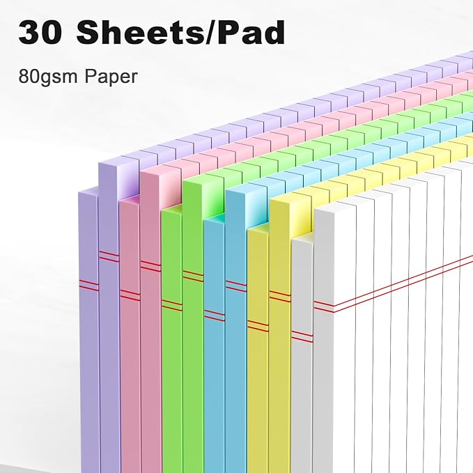 12pcs Small Legal Pads 5x8 Colored Note Pads Paper College Ruled Notepad Clear Print Writing Pads 5 x 8 Legal Pads Perforated Narrow Ruled Pads of Paper (Multicolor)-DeskLoop Office
