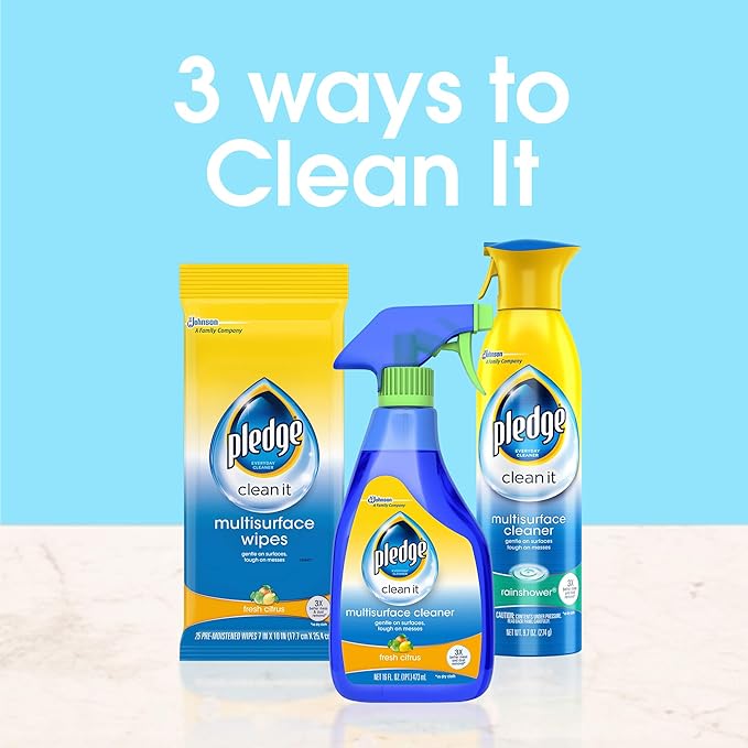 Pledge Multi-Surface Furniture Polish Wipes, Works on Wood, Granite, and Leather, Cleans and Protects, Fresh Citrus - Pack of 6 (150 Total Wipes)-DeskLoop Office