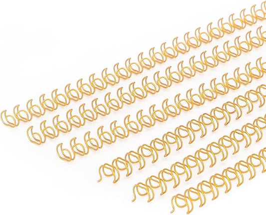 100 Pack Double Loop Wire Binding Spines, YolieraArt Wire Binding Spines, 7/16 Inch Binding Wire for Letter Size (7/16 Inch (80 Sheet Capacity), 100P, 3:1 Pitch, Gold)-DeskLoop Office