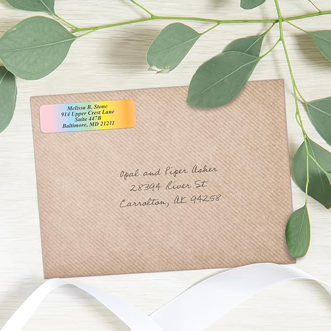 Cascading Rainbow Personalized Return Address Labels Without Dispenser - Roll of 250 Custom Stickers-DeskLoop Office