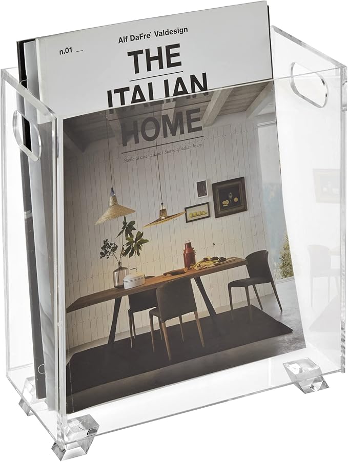 Stock Your Home Acrylic Magazine Holder - Crystal Clear Holder - Shatterproof - Open Top - Space Saver - For Magazines, Publications, Office Desk, Reception, Waiting Room-DeskLoop Office