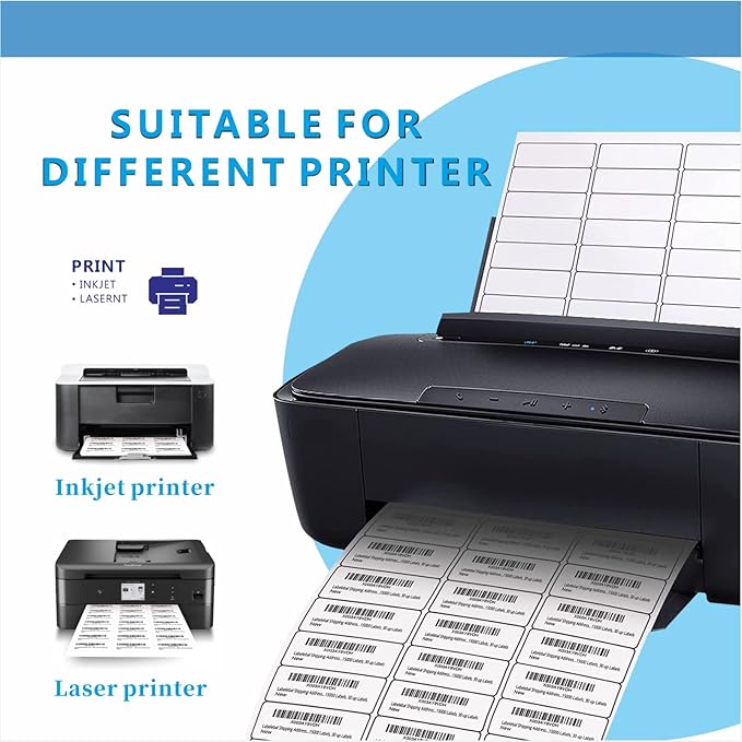 Address Labels, JIQEZNL Premium 1" x 2-5/8" Mailing Labels for Envelopes, 900 Address Label Sticker Paper for Laser/Ink Jet Printer, White Blank Printable Sticker Labels 30 Per Sheet 8.5"×11"-DeskLoop Office