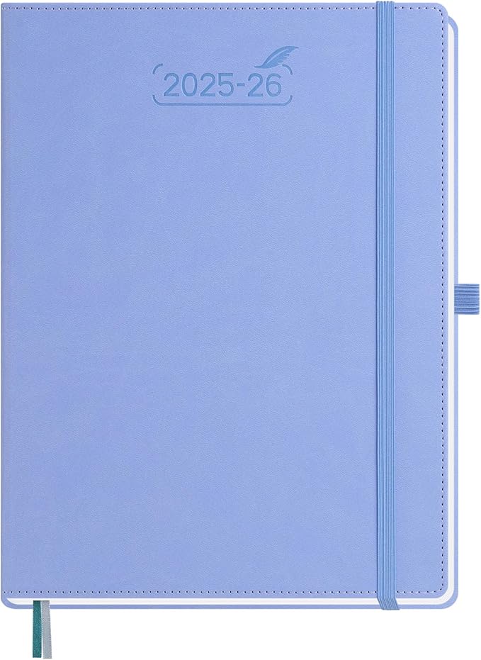 BEZEND Planner 2025-2026 Weekly and Monthly, 8.5" x 11" Academic Calendar (Jul 25-Dec 26) Vertical Daily Appointment with Hourly Timeslot & Monthly Tab, PU Leather Hardcover - Cornflower-DeskLoop Office