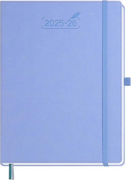 BEZEND Planner 2025-2026 Weekly and Monthly, 8.5" x 11" Academic Calendar (Jul 25-Dec 26) Vertical Daily Appointment with Hourly Timeslot & Monthly Tab, PU Leather Hardcover - Cornflower-DeskLoop Office